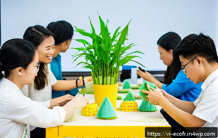 친환경 포장 혁신을 위한 스타트업 사례 - A vibrant Vietnamese startup workshop scene featuring young entrepreneurs collaboratively designing ...