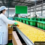 Home 18 친환경 포장 재료의 공급망 관리 - A modern Vietnamese packaging factory interior showcasing eco-friendly materials in use: recycled kr...