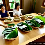 Home 23 혁신적인 친환경 포장 솔루션을 위한 브레인스토밍 - Photorealistic wide-angle brainstorming workshop in a modern Ho Chi Minh City design studio, diverse...